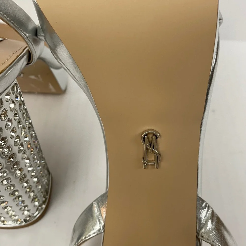 New Steve Madden Size 10 Lasher Silver Rhinestone‎ Platform Heels - Flaw*